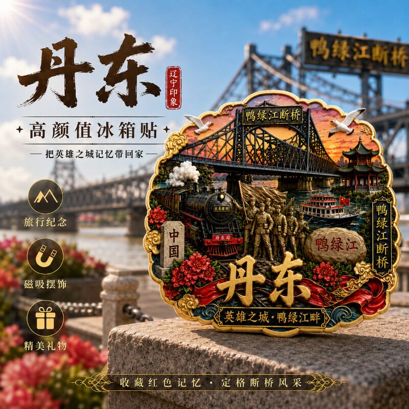 丹东鸭绿江文创金属磁吸冰箱贴装饰品文旅周边精致纪念品伴手礼物