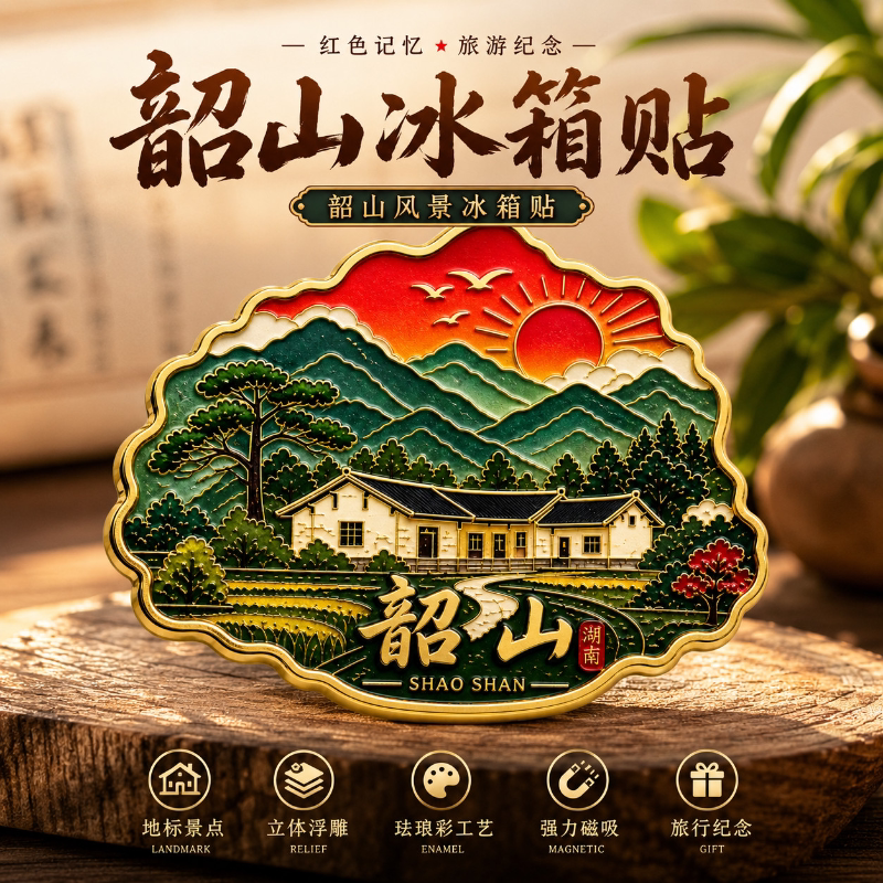 湖南韶山主题文创金属磁吸冰箱贴旅游景气周边精致纪念品伴手礼物
