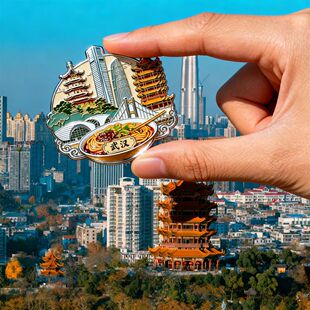 爆款文创亚克力冰箱贴城市印象武汉冰箱磁性贴旅游文化纪念品