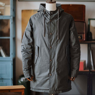 冬季 外套军绿鱼尾风衣厚军大衣中长款 大衣棉衣男 m51棉服美式 靛海