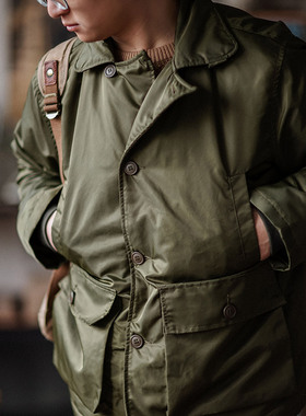 靛海 阿美咔叽美式AL1空军夹克 加绒保暖翻领工装复古外套m51内胆