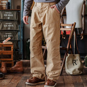直筒工装 机车裤 裤 靛海美式 重磅伞兵裤 双膝复古军裤 休闲加长裤 子男