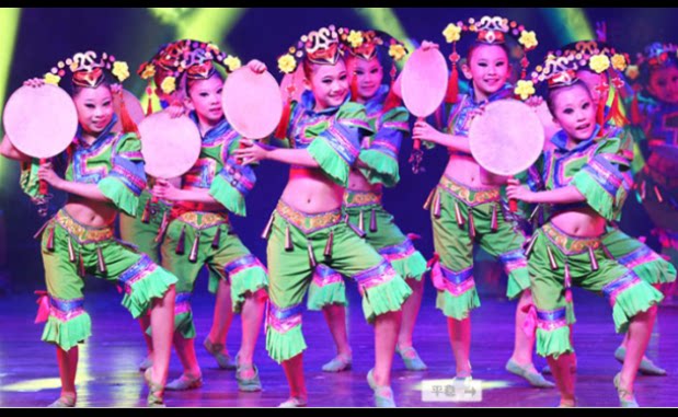 儿童表演服第七届小荷风采太平女儿鼓舞蹈服舞台表演服少儿演出服