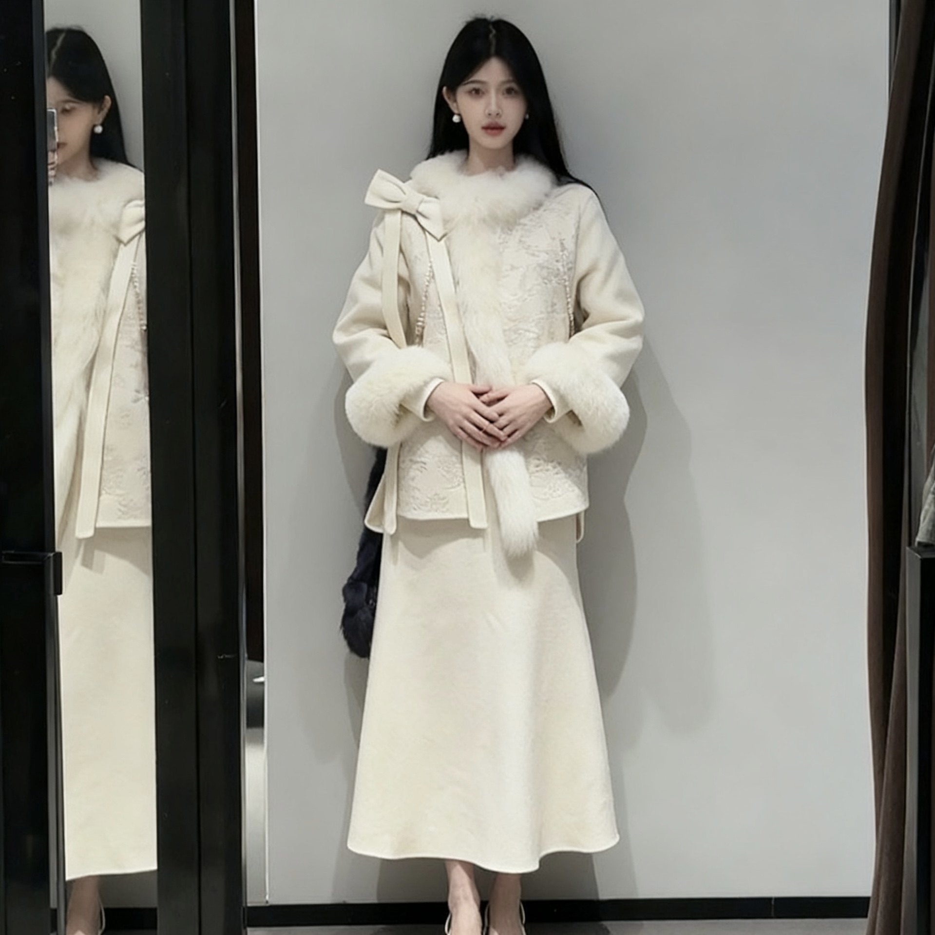 独特漂亮高级感深冬季一整套穿搭新中式毛领外套内搭连衣裙套装女,女装/女士精品,时尚套装,淘宝优惠券,粉丝福利购,淘宝优惠卷