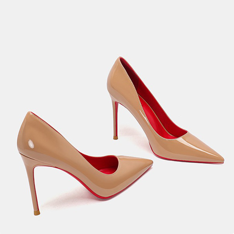 2023新款漆皮黑色高跟鞋女细跟10cm性感床上名媛气质尖头女士单鞋,女鞋,浅口单鞋,淘宝优惠券,粉丝福利购,淘宝优惠卷