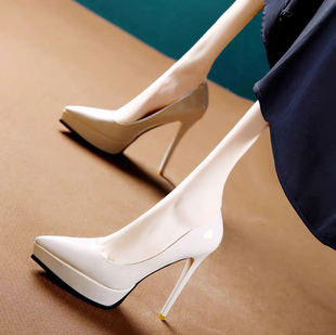 12公分防水台高跟鞋细跟恨天高厚底单鞋2023超火小个子鞋子女显