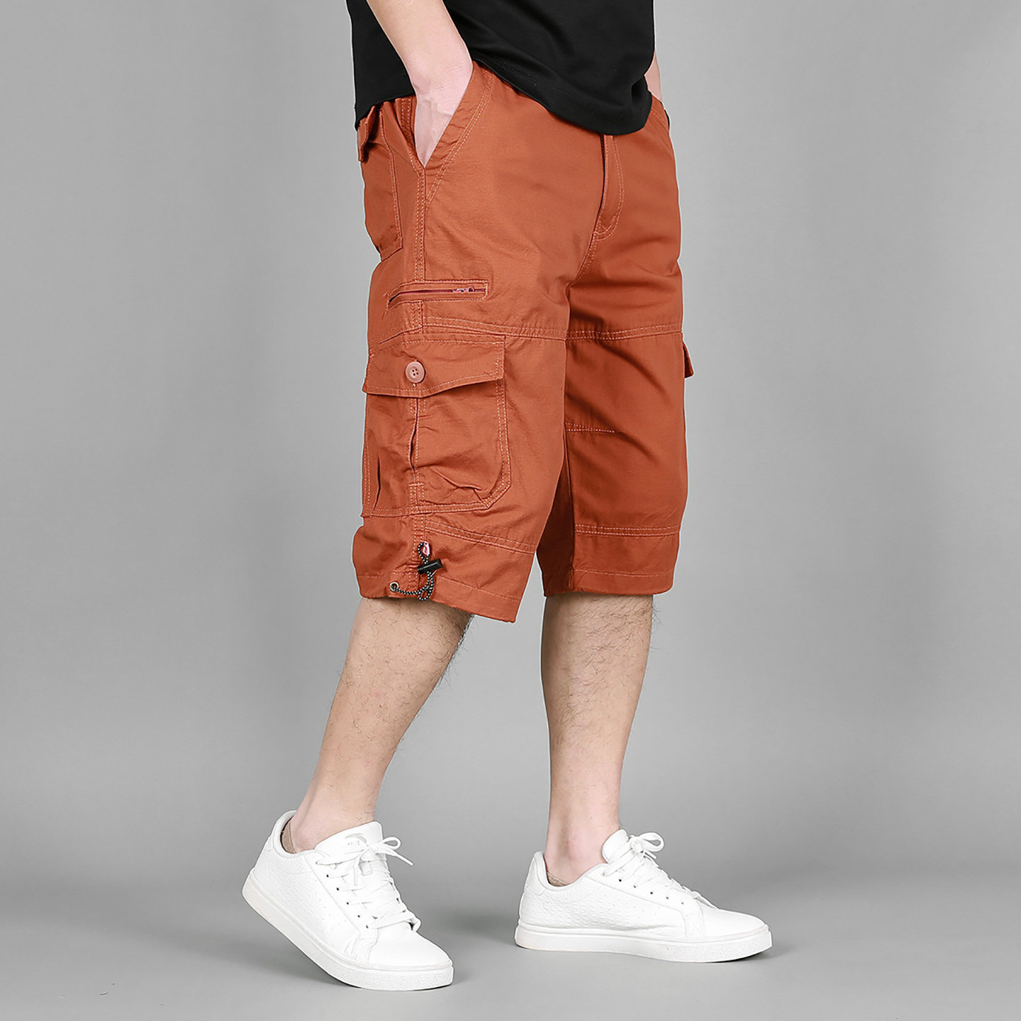 2026年新款潮流夏季薄款五分裤男士多口袋宽松直筒纯棉短裤沙滩裤