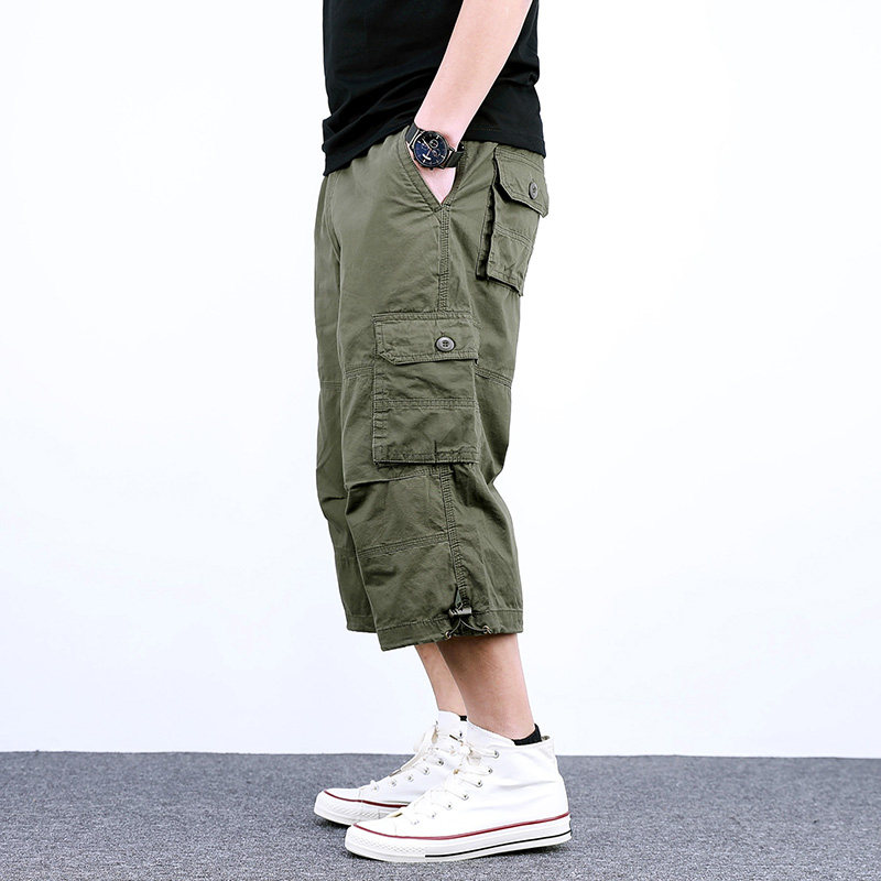 夏季薄款男士七分裤男运动裤休闲裤宽松纯棉裤青年工装裤短裤潮流