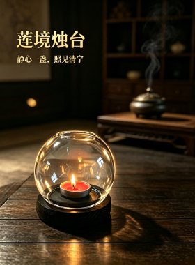 中式禅意蜡烛灯罩灯具桌面装饰烛光灯高硼硅香薰防风玻璃罩烛
