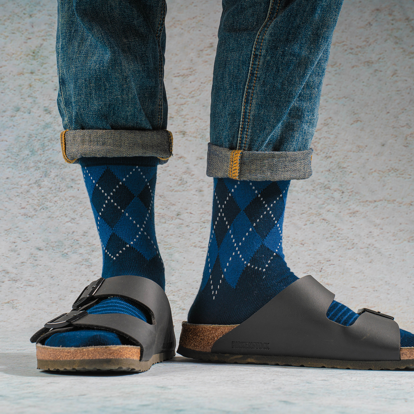 休闲商务风菱形男袜英伦风配西装正式中筒袜无骨透气保暖精梳棉袜