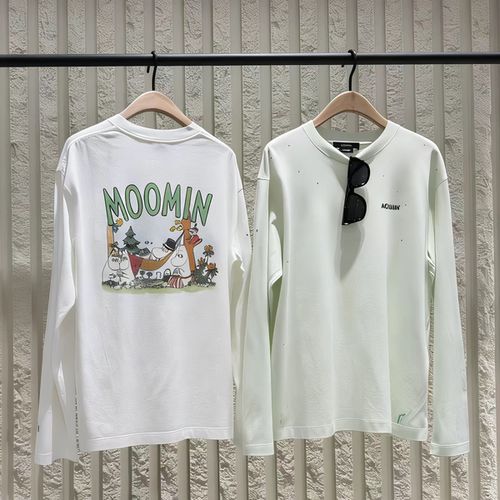 【MOOM联名】正品2026夏新品长绒棉彩钻长袖印花T恤MBF2TEE044