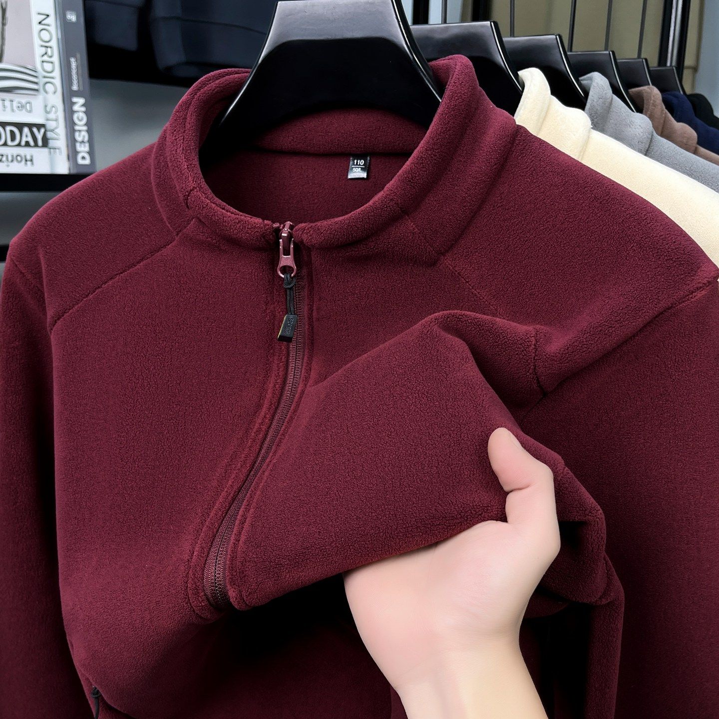 双面奥粒绒立领开衫卫衣男加绒休闲运动风外套户外男士冲锋衣内胆