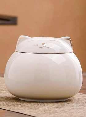 福猫骨灰罐 圆满可爱卡通防潮收藏纪念坛 宠物去世火化殡葬骨灰盒