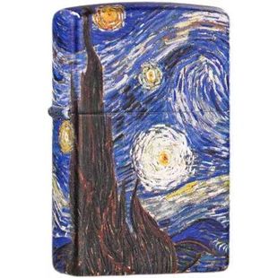 zippo正版打火机 梵高星空油画彩印创意个性男士防风煤油火机送礼