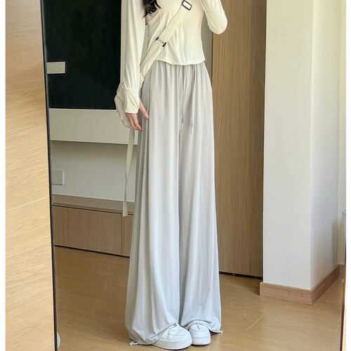 灰色冰丝防晒裤女宽松