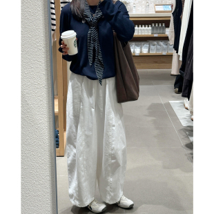 小个子宽松显瘦高级感休闲阔腿裤 新款 女2026春季 慵懒风白色弯刀裤