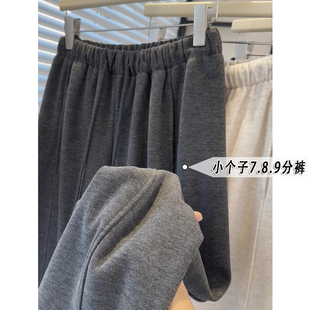 阔腿羊绒裤女秋冬加绒韩系慵懒感加厚奶奶裤八分小个子萝卜裤xxs8