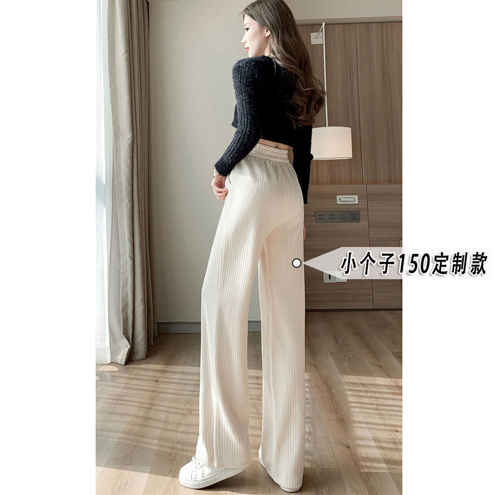 雪尼尔阔腿裤女2025新款加绒加厚条绒裤145小个子窄版阔腿裤xxs码