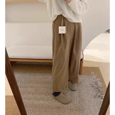 瘦小个子145七分灯芯绒哈伦裤女秋冬款加绒加厚高腰直筒阔腿裤xxs