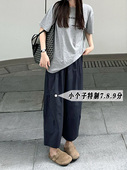 宽松日系阔腿九分休闲奶奶裤 小个子145xxs七八分哈伦气球裤 女夏季