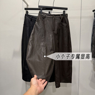 高端欧货pu皮阔腿裤女秋冬款小个子韩版高腰宽松显瘦七分休闲裤xs