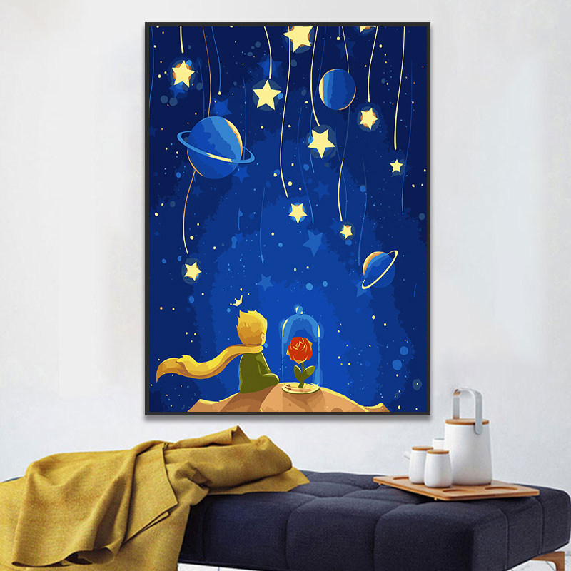 数字油画diy油彩画水彩填色治愈手工画卡通小王子涂色填充装饰画