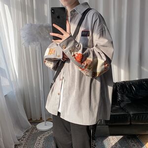 灯芯绒衬衫外套男ins港风日系宽松长袖衬衣韩版潮流秋季痞帅上衣