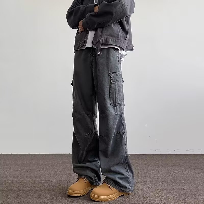复古新款工装裤男士宽松直筒休闲裤夏季薄款美式大码裤子男款小众
