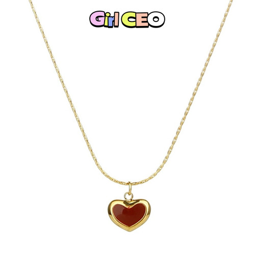 少女CEO | GIRLCEO藤姐同款红色爱心项链女锁骨链吊坠高级感