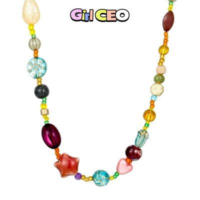 少女CEO【多彩糖果】多巴胺琉璃串珠星星复古小众锁骨链毛衣链