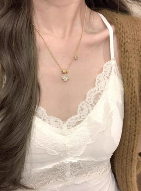 少女CEO【幸运四叶草】跑环花朵古中项链新款路路通轻奢高级项链