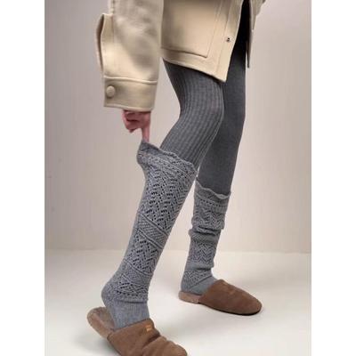 高级设计感羊毛镂空设计中筒袜女2025秋冬新款加厚保暖袜套堆堆袜