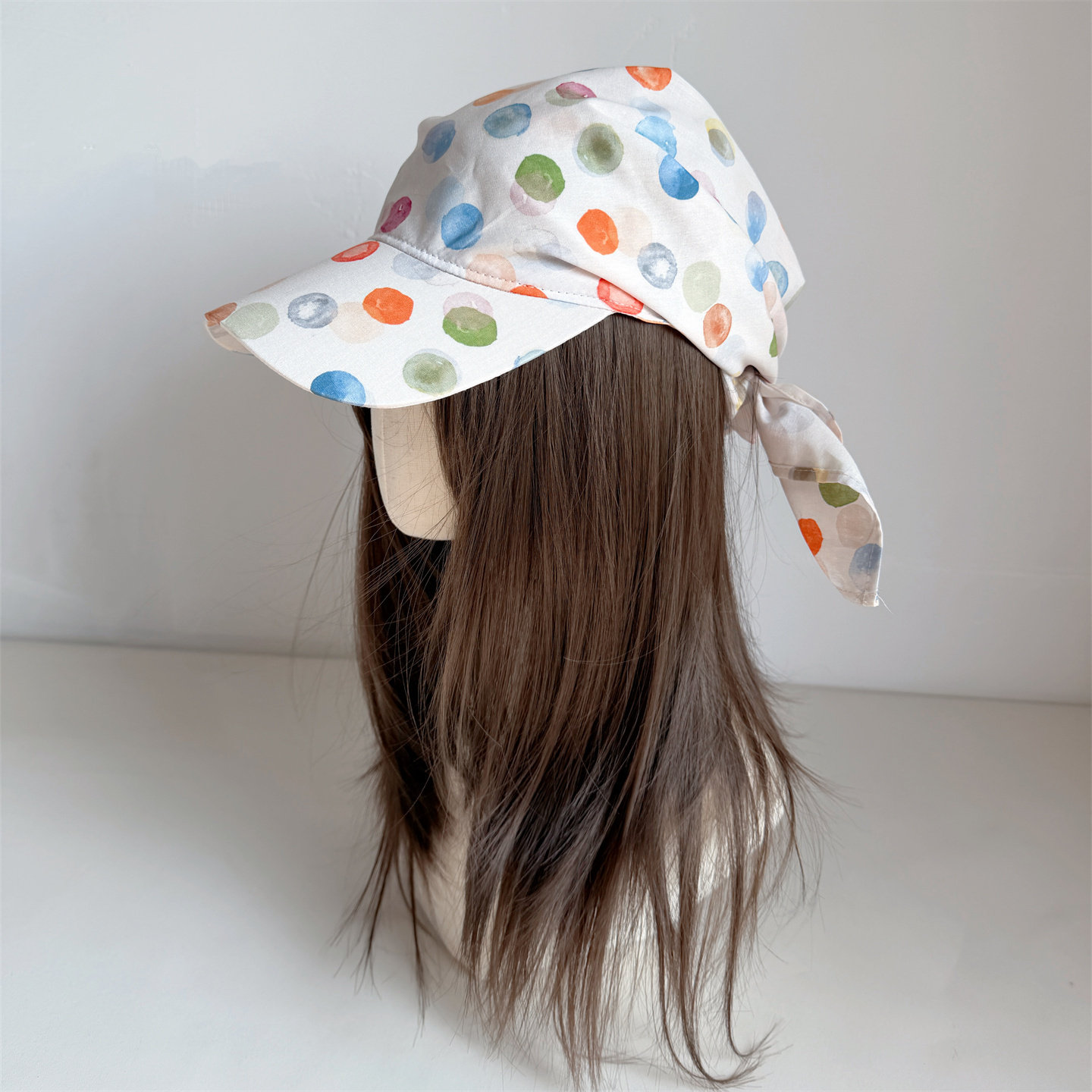 彩色圆点艺术家油画头巾帽子凹造型绑发包头帽子春夏个性鸭舌帽潮