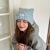 韩版 防寒护耳大头围冷帽潮 秋冬季 新款 小猫耳朵毛线帽子女甜美时尚