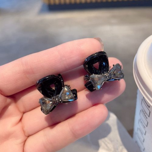 高级感水钻蝴蝶结迷你小抓夹刘海夹碎发夹小号一对装