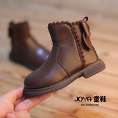 女童蝴蝶结公主靴秋冬款 小女孩保暖加绒二棉靴子 儿童短靴2026新款