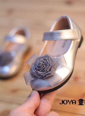 女童皮鞋2026秋款2岁半-3-6-9岁春秋儿童公主单鞋软底宝宝花朵鞋