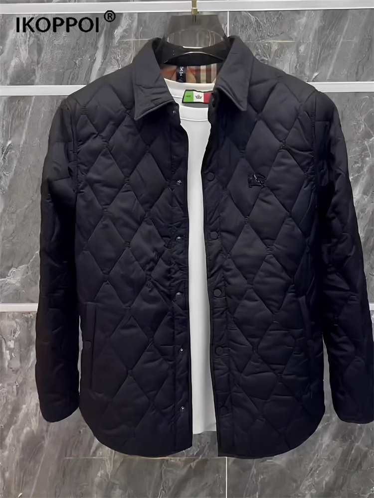 高端2025春秋季新款棉服男休闲翻领加棉夹克外套韩版修身棉服上衣