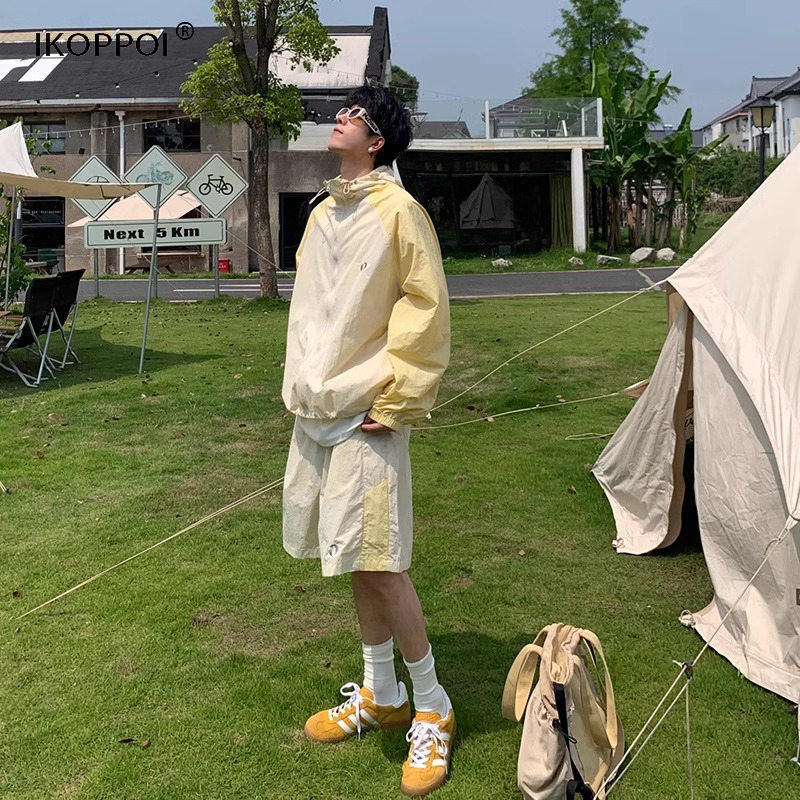 轻奢休闲运动防晒套装男夏季美式速干防晒衣轻薄户外登山穿搭一套