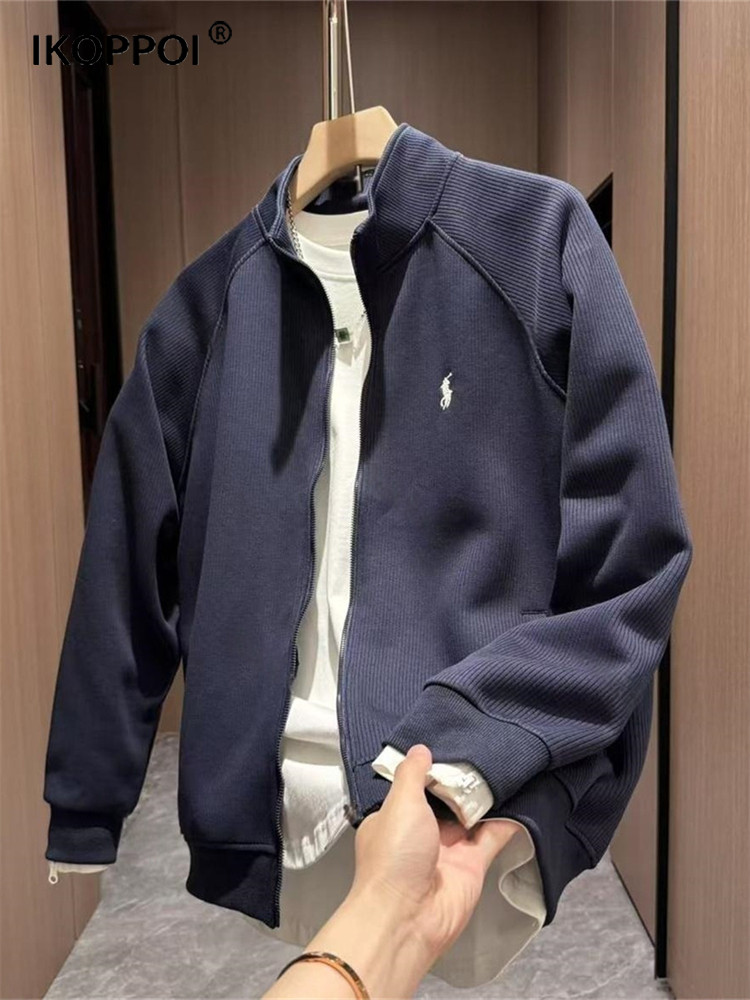 高端男士韩版简约刺绣立领休闲夹克2025秋新款设计感百搭开衫外套