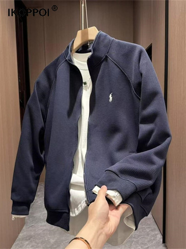 高端男士韩版简约刺绣立领休闲夹克2025秋新款设计感百搭开衫外套