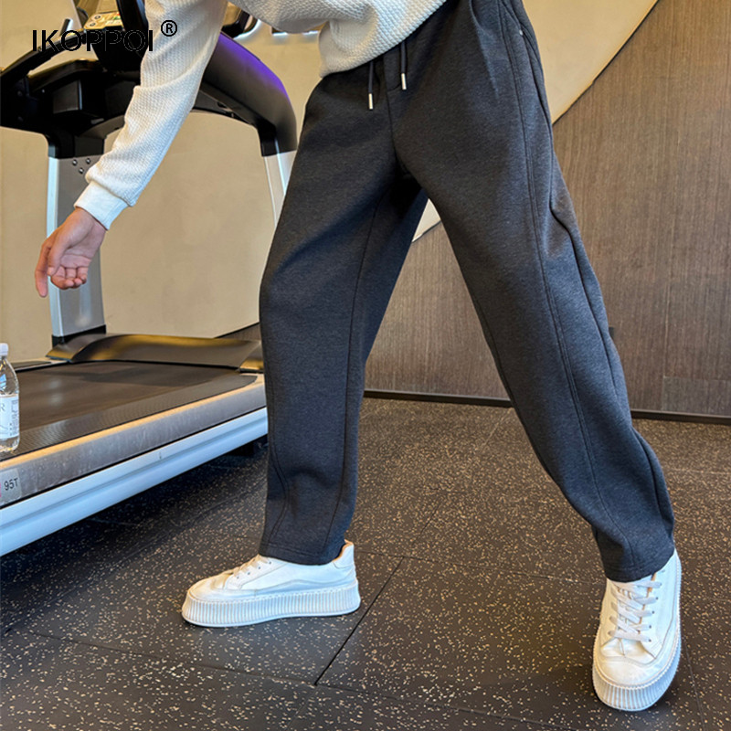 轻奢加绒加厚卫裤男装休闲弯刀裤冬季大码宽松保暖直筒运动休闲裤