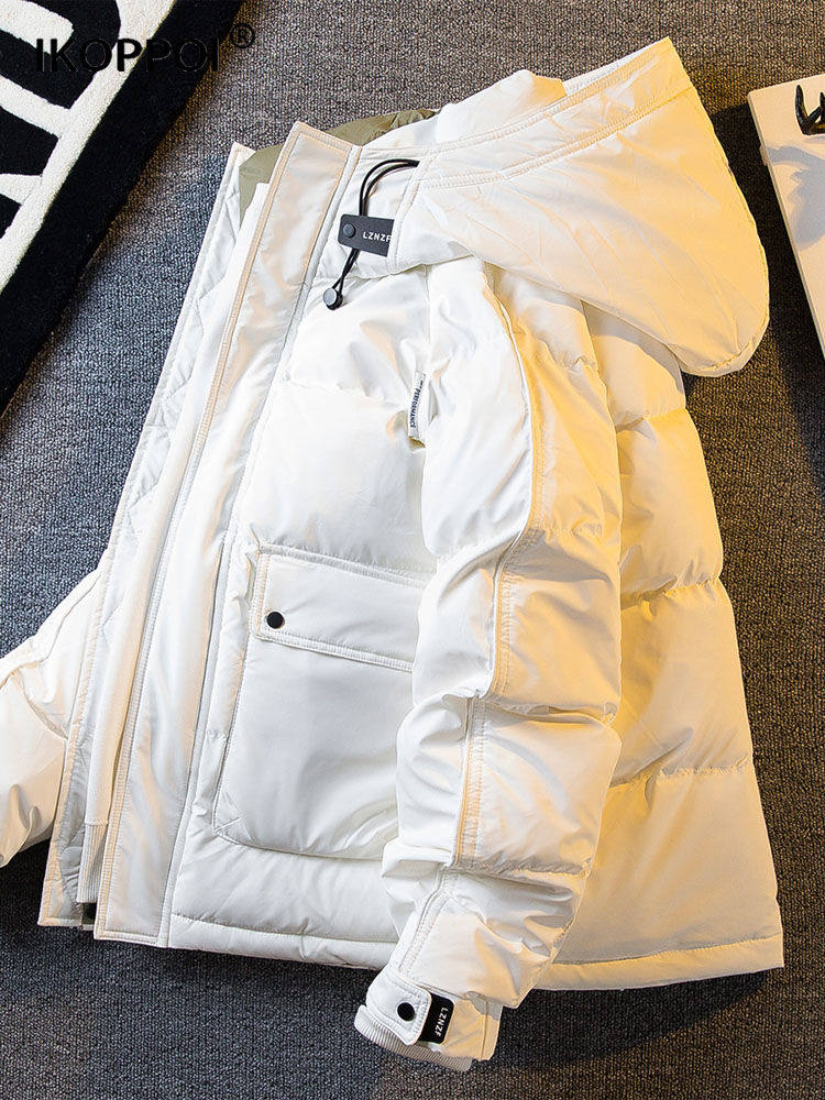 羽绒服男士秋冬季加厚保暖连帽纯色夹克高级感时尚休闲百搭外套潮