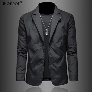 高端男士轻薄款西装羽绒服外套2025秋冬款新款休闲商务高级感西服