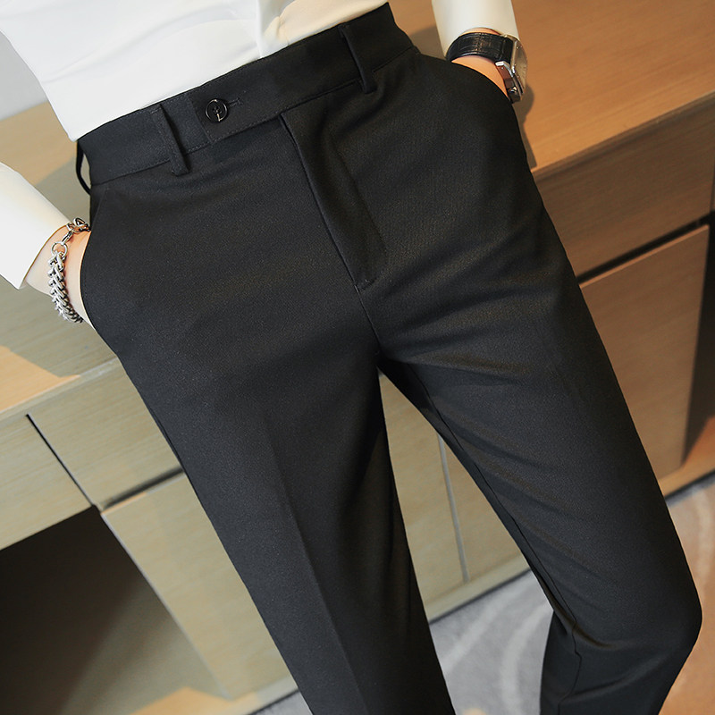 休闲西裤男士春秋季修身小脚西装裤子韩版商务高级感百搭直筒长裤