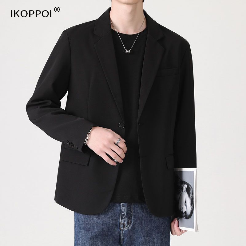 休闲西装男士春秋季宽松纯色百搭上衣韩版痞帅时尚免烫小西服外套