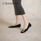 博主推荐 千百度羊皮浅口单鞋 女芭蕾舞鞋 低跟晚晚风平底鞋 百搭