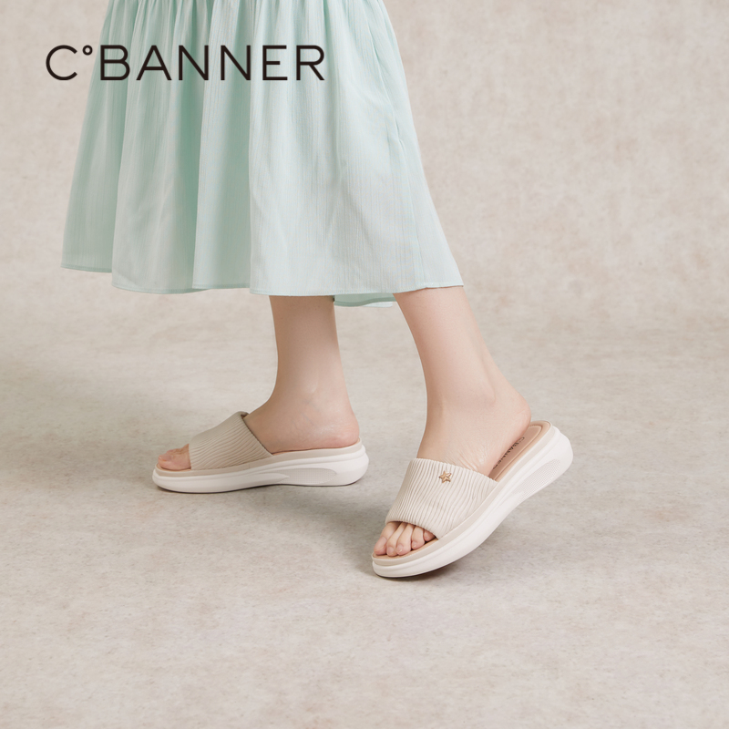 千百度羊皮宽带一字拖