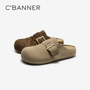 千百度平底勃肯鞋女2026夏季新款丑萌鞋薄底复古外穿一脚蹬凉拖鞋