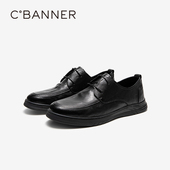 商务休闲黑色大头皮鞋 千百度男鞋 舒适百搭 新款 男士 英伦风正装 皮鞋